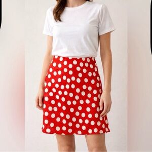 J. Crew Red and White Polka Dot Mini Skirt M